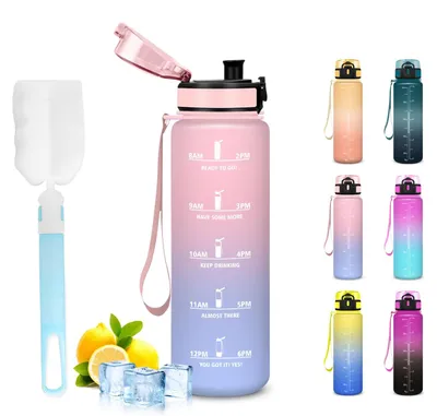Produktbild von Mujigaga Trinkflasche- 500ml- Wasserflasche Kinder, Trinkflasche Auslaufsicher, Wasserflasche mit Wasserbecherbürste, Leicht zu Reinigen, Water Bottle