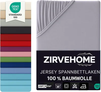 A product image showing a folded fitted sheet and a swatch of different colored fitted sheets.