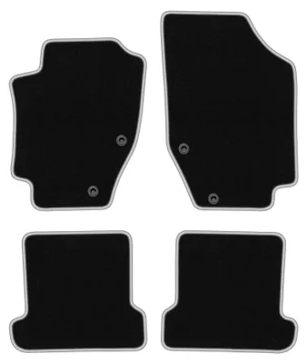 Image de Tapis de sol en moquette pour Peugeot 307CC 2003-2008 (cabriolet) – jeu 4 pièces, noir/argent, sur mesure – Wielganizator CARLUX