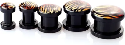 Produktbild von Ohr Flesh Acryl Tunnel Piercing Schwarz Screw On Logo Tiger VPPI.150.6mm