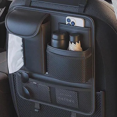 Produktbild von Autostoel Organizer mit Kunstleder, groß, für Essensbeutel, Trinkflasche und Taschentuch, ruher Hinterer Sitz Organizer