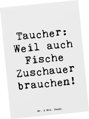 Produktbild von Mr. & Mrs. Panda Postkarte Spruch Tauchen Zuschauer - Weiß - Geschenk, Sportler Geschenke, Ansichtskarte, Grußkarte, Teamsport, Meerestiere, Sportarten, Postkarten