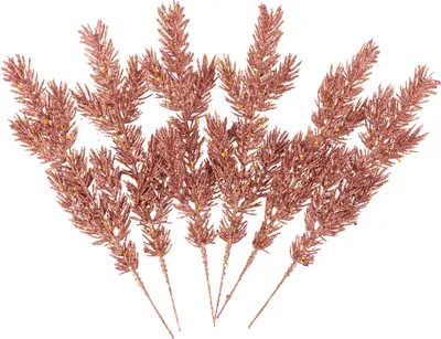 Produktbild von Glitzernde Nadelzweige Weihnachtsdekoration 6 Stück roségold 30 cm -