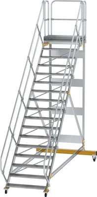 Produktbild von Günzburger Steigtechnik Plattformtreppe 45° fahrbar Stufenbreite 1 m 17 Stufen Aluminium geriffelt - 600817