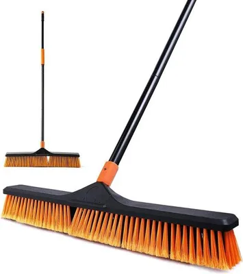 Immagine prodotto di Scopa per uffici, manico lungo 65 cm, setole rigide, spazzolone per cemento
