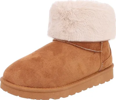 Produktbild von Ital-Design Damen Stiefeletten Flache Stiefeletten Warm gefüttert Wildlederoptik Snowboots 88460423 Camel Gr.  39