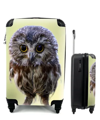 Produktbild von MuchoWow® Koffer Handgepäck Trolley Rollkoffer Kleine Reisekoffer mit 4 Rollen - Eule - Vogel - Wald - Cabin Size < 55x40x23 cm & 55x40x20 cm - Fotokoffer - Kabinenkoffer - Boardgepäck - Reise-Box - Reisekoffer - Reisegepäck - Koffer mit Bild - Trolley für Kinder