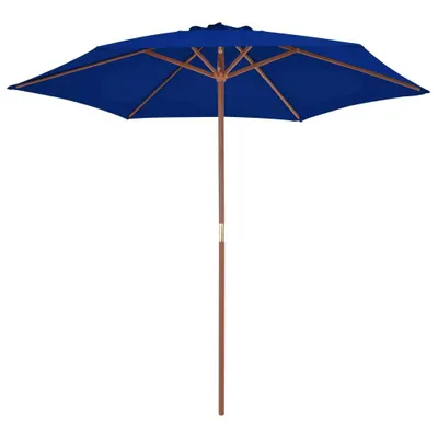 Image de vidaXL Parasol avec mât en bois 270 cm bleu