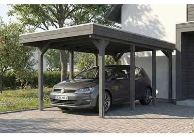 Produktbild von Einzelcarport SKAN HOLZ Friesland inkl. Pfostenanker, EPDM Folie 320 x 555 cm schiefergrau
