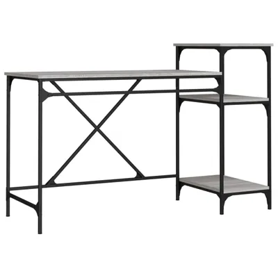 Zdjęcie produktu dla vidaXL Biurko z półką szare Sonoma 135x50x90 cm materiał drewnopochodny