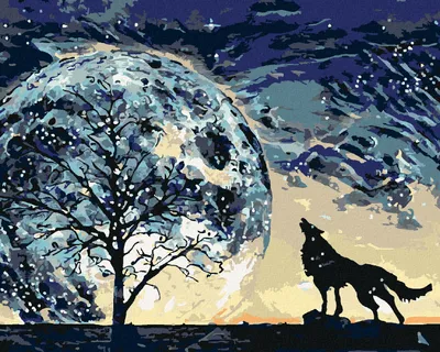 Produktbild von Zuty - Malen nach Zahlen - DER WOLF HEULT DEN PLANETEN AN, 40x50 cm, mit Keilrahmen (bereits gespannt)