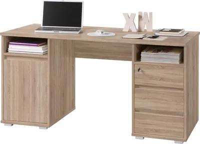Image de Bureau -Reproduction chêne Sonoma - 145 x 65 cm - 3 tiroirs