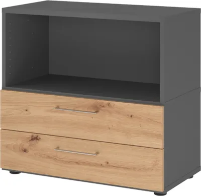 Produktbild von bümö flexi Aktenschrank klein mit Schubladen - Nachbildung: Graphit/Asteiche