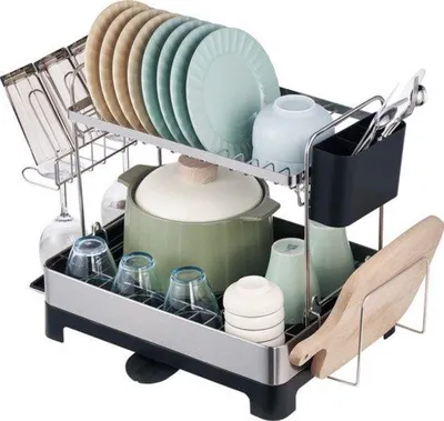Obrázok produktu pre Dvojkomorová odtoková misa s otočným výtokom o 360 stupňov – 42,1 x 32 x 38,1 cm