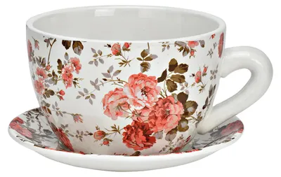 Productafbeelding van Bloempot mok van gekleurd keramiek (B/H/D) 25x14x23cm