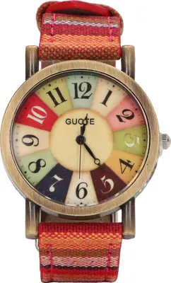 Immagine prodotto di Orologio Hippie Multicolore Stile Bohemien Ottone Finto cuoiolsante Batteria Donne per Festa di Compleanno Regalo Rosso