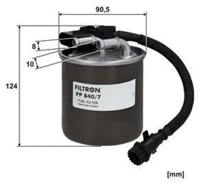 Produktbild von Kraftstofffilter FILTRON PP 840/7 passend für MERCEDES-BENZ Sprinter 3,5-T Kastenwagen (907, 910) Leitungsfilter
