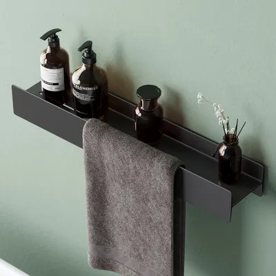 Produktbild von Mai & Mai Duschablage zum Bohren oder Kleben Duschregal Badablage 60cm Badezimmerablage zur Wandmontage Badezimmer Organizer Matt schwarz Reglo-03