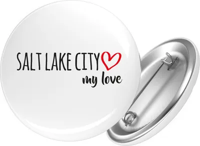 Produktbild von Huuraa Button Salt Lake City my love 25mm rund mit Sicherheitsnadel Ansteckbutton Geschenkidee