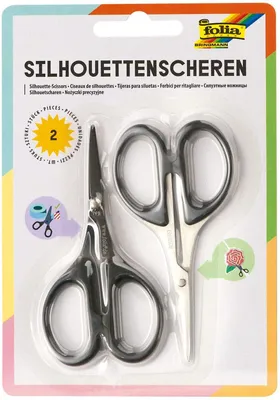Produktbild von folia 779 - Silhouettenscheren, 2er Set, ca. 10,5 cm lang, zum filigranen Schneiden von Papier, Karton, usw.
