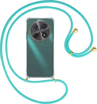 Produktbild von Handykette Backcover-Schutzhülle mit Band (Metall goldfarben) für Huawei nova 12i - türkis