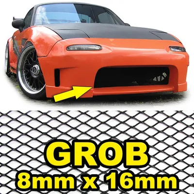 Universal Renn Race Waben 8x16mm Gitter Schwarz Stoßstange Frontschürze 150x30cm – Produktansicht