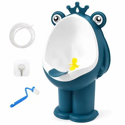 Produktbild von Kinder Urinal Wandmontage, 2 m Ablaufschlauch, PP Material, Jungen Toilettentrainer, Wand WC für Kinder, einfach zu reinigen, blau