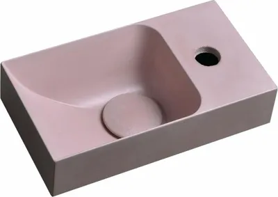 Zdjęcie produktu dla PICCOLINO Umywalka betonowa 30,8x10x17cm, prawy otwór na baterię, różowa