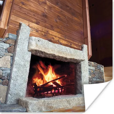Produktbild von MuchoWow® Poster Kamin aus Stein 75x75 cm - Wand Dekoration