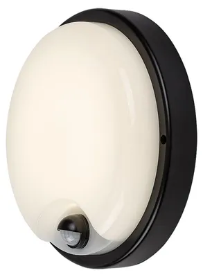 Imagen del producto de Rabalux. Lámpara LED para fachada, color negro, con sensor de movimiento, modelo Lonato, 18W, IP65, referencia 77213