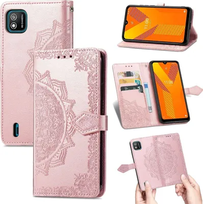 Produktbild von König Design Hülle kompatibel mit Wiko Y62 Kunstleder Handyhülle - Handy Case Rose Gold