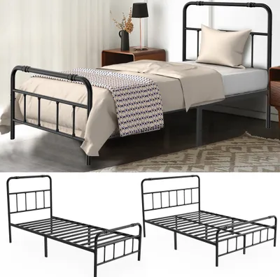 Struttura Letto 2 In 1 Pieghevole 80x200 Cm - Letto Singolo O Matrimoniale, Metallo Nero Con Doghe | Salvaspazio Per Camera Ospiti - Foto 6