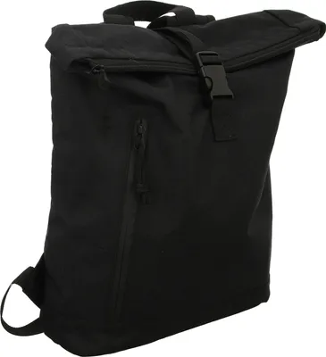 Produktbild von Rolltop Rucksack Schwarz, gepolsterter Rücken, verstellbare Schultergurte, 27x31x8 cm