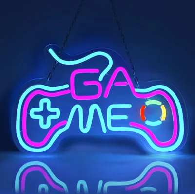 Produktbild von Game Room Neonlichter Spiel Leuchtreklame USB Neonlicht LED Neon Wandleuchte Nachtlicht für Party Gaming Schlafzimmer Wanddekoration, Blau Gamepad