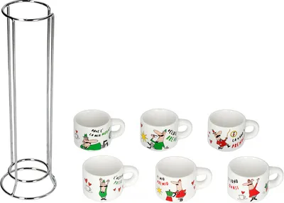 Obrázok produktu pre Bialetti sada šálok na espresso 7 ks s kovovým rámom, šálky na kávu, farebné, TAZZ202
