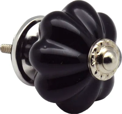 Produktbild von Nicola Spring floraler Keramik-Möbelknopf – Schwarz