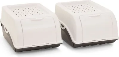 Produktbild von Novaliv 2x Klein 3,5 L Zwiebeltopf weiß Zwiebelbox Knoblauchtopf Aufbewahrungsbox Vorratsdose Gemüsebox