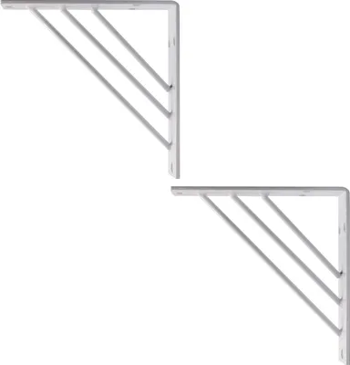 Produktbild von Natural Goods Berlin Regalwinkel Charlottenburg, Regalhalter, Metall, Wandmontage, Regalträger, Wandregal, schmal für Küche und Büro, Weiss, 2 Stück