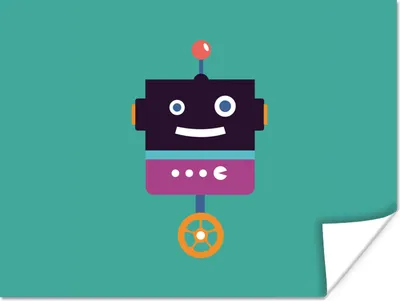 Produktbild von MuchoWow® Poster Roboter - Rad - Lila - Grün - Jungen - Kinder 40x30 cm - Plakate für die Wände - Poster Wohnzimmer