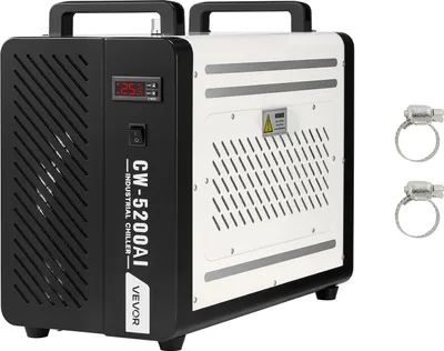 Obrázek produktu pro VEVOR Průmyslový vodní chladič 1,6 kW, vodní chladicí systém s kompresorem, max. průtok 16 l/min, objem nádrže 7 l, průmyslový vodní chladič pro CO2 laserové gravírovací a řezací stroje