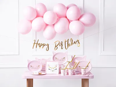 Produktbild von Geburtstag Katzen Party Dekoset 55 tlg. - rosa & gold