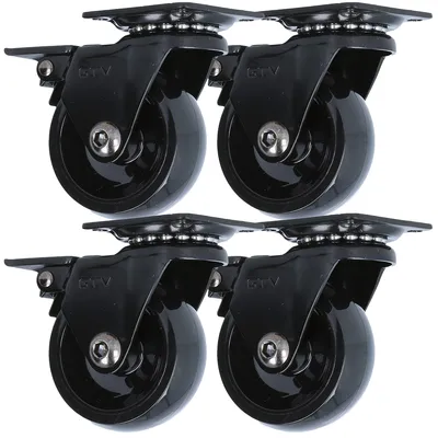 Produktbild von 4er Set Schwarze Möbelrolle Polyurethan Lenkrolle modernes Design Möbeltransportrolle kugelgelagert 50mm mit Bremse