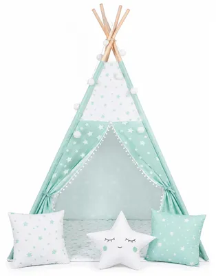 Immagine prodotto di Tenda per bambini con luce - menta con stelle