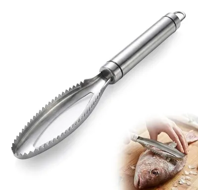 Fischschupper aus Edelstahl 304, 2-in-1, 24 cm