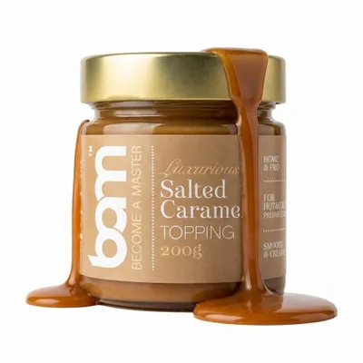 Produktbild von BAM Gesalzener Karamellbelag - Dessertsauce - Topping - 200 g, KI-generiertes Bild