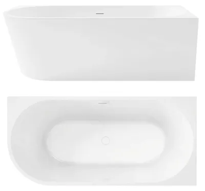 Produktbild von Eckbadewanne Rea Bellanto 150 Rechts Mit Gebürsteter Goldsteckerkappe Weiß