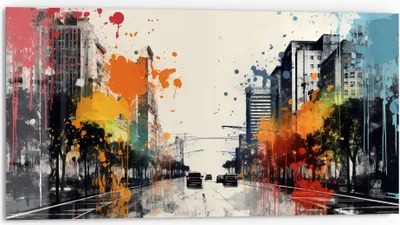 Produktbild von DEQORI Küchenrückwand Glas 80x40 cm 'Urbane Farbwellen' Spritzschutz Bad Rückwand Küche
