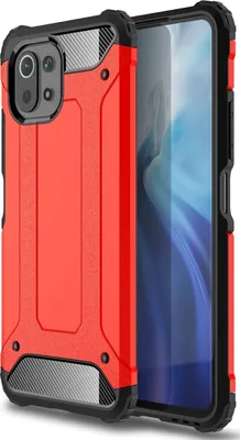 Produktbild von Mobigear Outdoor  Xiaomi Mi 11 Lite Hülle Hardcase Backcover Stoßfest - Rot