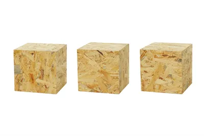 Produktbild von Dekosäule aus OSB, Blumensäule für Wohnzimmer, Pflanzenständer, Modernes Podest für Dekoration, Stabiler Sockel, 20x20x20cm Satz von Drei