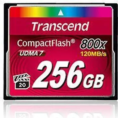 Produktbild von Transcend 256GB 800x CF, 256 GB, Kompaktflash, 120 MB/s, 60 MB/s, Schwarz
